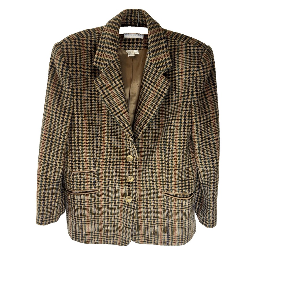 Vtg Women Wool‎ Blend Blazer Jacket 12P Academia Preppy Classic Old Money Regal
